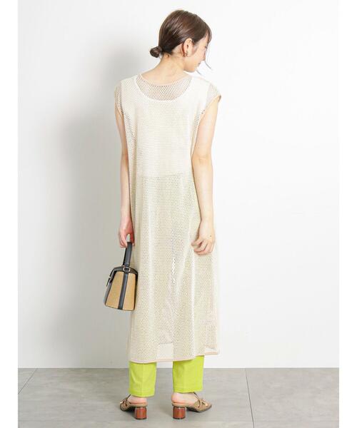 Te chichi TERRASSE（テチチテラス）の「メッシュロングジレ（ニット/セーター・レディース・ブラック/キナリ・F）」の8枚目の写真