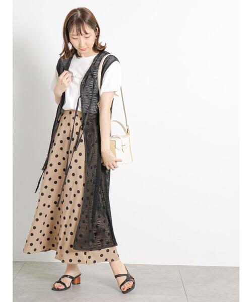 Te chichi TERRASSE（テチチテラス）の「メッシュロングジレ（ニット/セーター・レディース・ブラック/キナリ・F）」の11枚目の写真