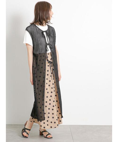 Te chichi TERRASSE（テチチテラス）の「メッシュロングジレ（ニット/セーター・レディース・ブラック/キナリ・F）」の12枚目の写真