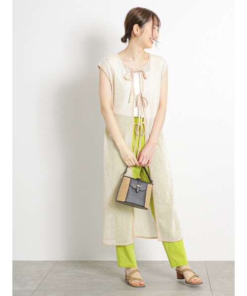 Te chichi TERRASSE（テチチテラス）の「メッシュロングジレ（ニット/セーター・レディース・ブラック/キナリ・F）」の13枚目の写真