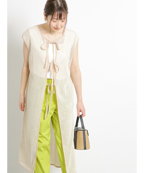 Te chichi TERRASSE（テチチテラス）の「メッシュロングジレ（ニット/セーター・レディース・ブラック/キナリ・F）」の18枚目の写真