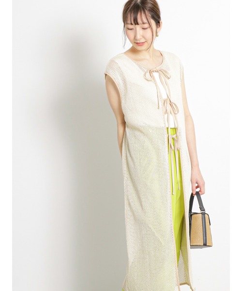 Te chichi TERRASSE（テチチテラス）の「メッシュロングジレ（ニット/セーター・レディース・ブラック/キナリ・F）」の19枚目の写真