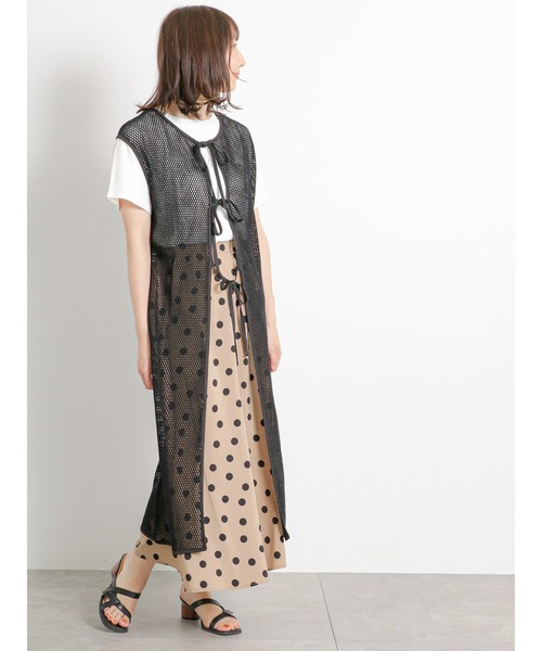 Te chichi TERRASSE（テチチテラス）の「メッシュロングジレ（ニット/セーター・レディース・ブラック/キナリ・F）」の21枚目の写真