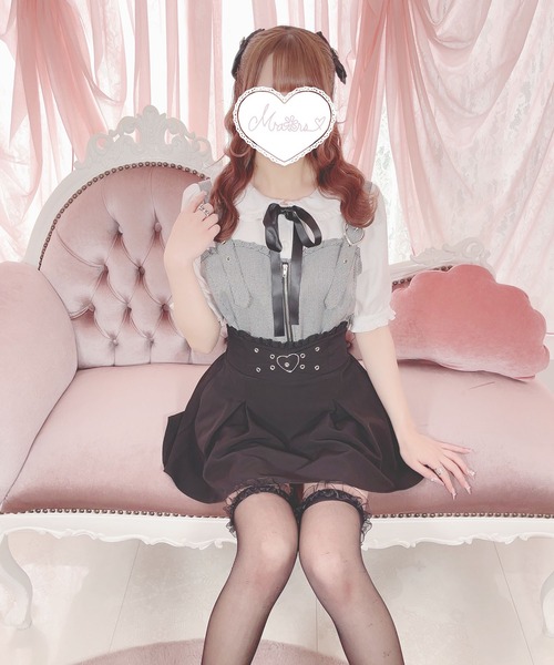 MA*RS(アメーバーマーズ)の「ハートバックルクロススカパン(スカート・レディース・ブラック/ピンク・FREE)」の5枚目の写真