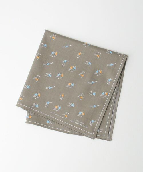 green label relaxing（グリーンレーベルリラクシング）の「GLR シーアイランド サッカー ハンカチ（ハンカチ/ハンドタオル・メンズ・ベージュ/ブラック/ダークグリーン・FREE）」の2枚目の写真