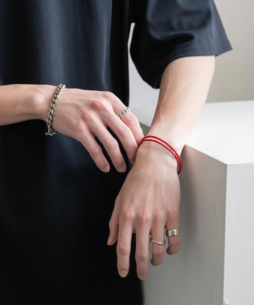 Rocky Monroe（ロッキーモンロー）の「ユニセックス デザインレザーブレスレット(編み込み/磁気バックル)（ブレスレット・メンズ・ピンク/ベージュ/ブラック/グレー/ホワイト/レッド/ブラウン/グリーン/ブラック系1/サックスブルー/ブラウン系/ブラック系/ネイビー/パープル/オレンジ/ダークブラウン・FREE）」の21枚目の写真