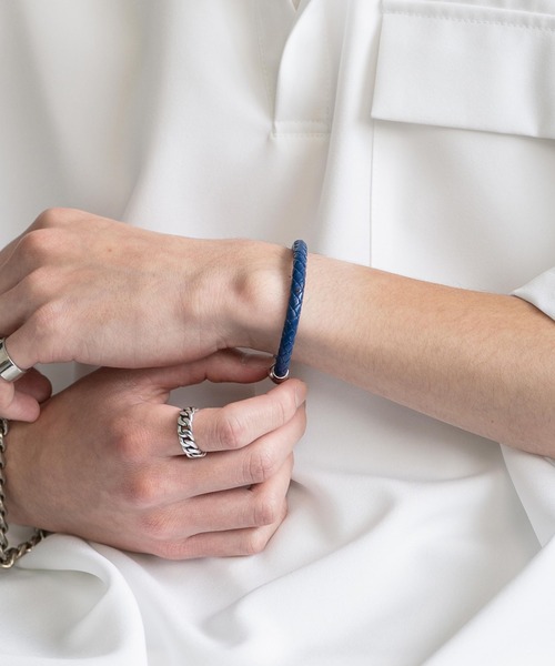 Rocky Monroe（ロッキーモンロー）の「ユニセックス デザインレザーブレスレット(編み込み/磁気バックル)（ブレスレット・メンズ・ピンク/ベージュ/ブラック/グレー/ホワイト/レッド/ブラウン/グリーン/ブラック系1/サックスブルー/ブラウン系/ブラック系/ネイビー/パープル/オレンジ/ダークブラウン・FREE）」の20枚目の写真