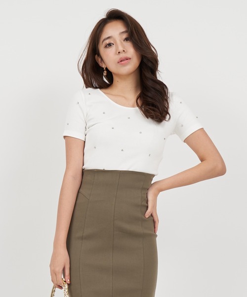 ROYAL PARTY(ロイヤルパーティー)の「キラキラビジューTシャツ(Tシャツ/カットソー・レディース・ピンク/ブラック/オフホワイト・FREE)」の20枚目の写真