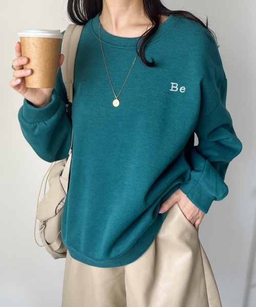 CLEA(クレア)の「〈Be〉刺繍 オーバーサイズカラースウェット(スウェット・レディース・イエロー/アイボリー/ダークグリーン/ピンク/ネイビー/グレー・FREE)」の19枚目の写真