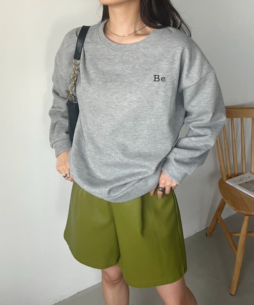 CLEA(クレア)の「〈Be〉刺繍 オーバーサイズカラースウェット(スウェット・レディース・イエロー/アイボリー/ダークグリーン/ピンク/ネイビー/グレー・FREE)」の17枚目の写真