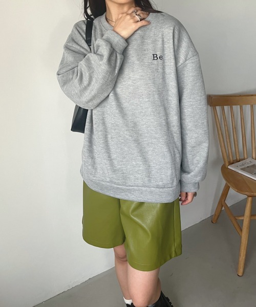 CLEA(クレア)の「〈Be〉刺繍 オーバーサイズカラースウェット(スウェット・レディース・イエロー/アイボリー/ダークグリーン/ピンク/ネイビー/グレー・FREE)」の16枚目の写真