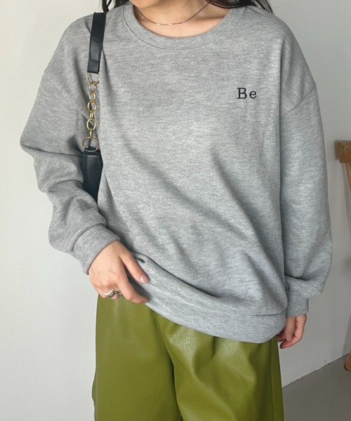 CLEA(クレア)の「〈Be〉刺繍 オーバーサイズカラースウェット(スウェット・レディース・イエロー/アイボリー/ダークグリーン/ピンク/ネイビー/グレー・FREE)」の15枚目の写真