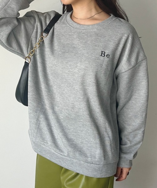 CLEA(クレア)の「〈Be〉刺繍 オーバーサイズカラースウェット(スウェット・レディース・イエロー/アイボリー/ダークグリーン/ピンク/ネイビー/グレー・FREE)」の14枚目の写真