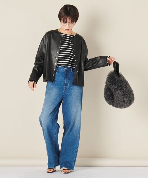 NOLLEY’S（ノーリーズ）の「フェイクレザーブルゾン（ブルゾン・レディース・ベージュ/ブラック・FREE）」の7枚目の写真