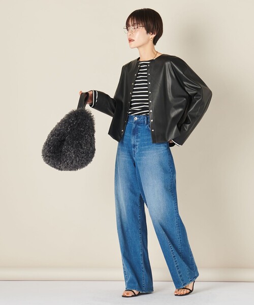 NOLLEY’S（ノーリーズ）の「フェイクレザーブルゾン（ブルゾン・レディース・ベージュ/ブラック・FREE）」の8枚目の写真