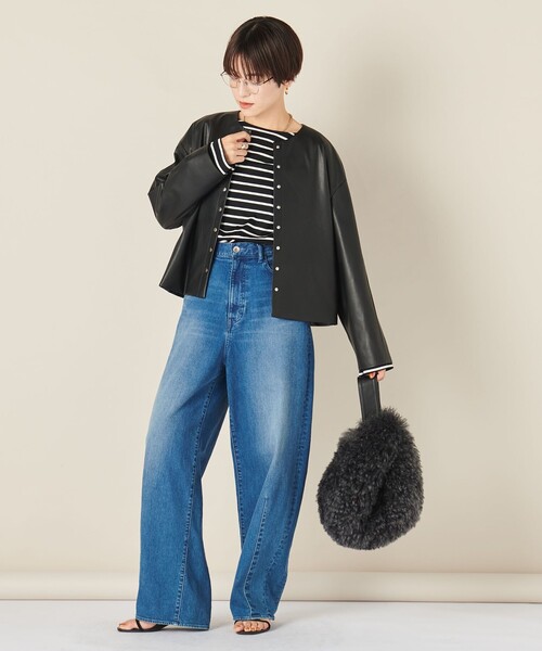 NOLLEY’S（ノーリーズ）の「フェイクレザーブルゾン（ブルゾン・レディース・ベージュ/ブラック・FREE）」の9枚目の写真