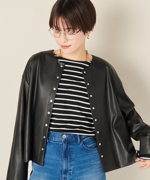 NOLLEY’S（ノーリーズ）の「フェイクレザーブルゾン（ブルゾン・レディース・ベージュ/ブラック・FREE）」の13枚目の写真