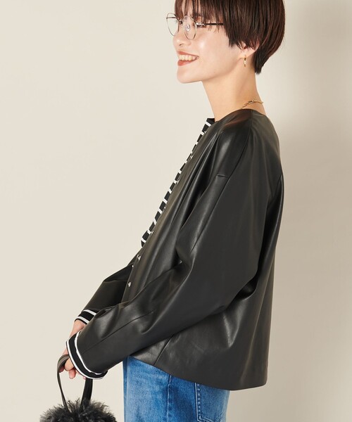 NOLLEY’S（ノーリーズ）の「フェイクレザーブルゾン（ブルゾン・レディース・ベージュ/ブラック・FREE）」の15枚目の写真