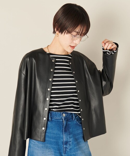 NOLLEY’S（ノーリーズ）の「フェイクレザーブルゾン（ブルゾン・レディース・ベージュ/ブラック・FREE）」の18枚目の写真