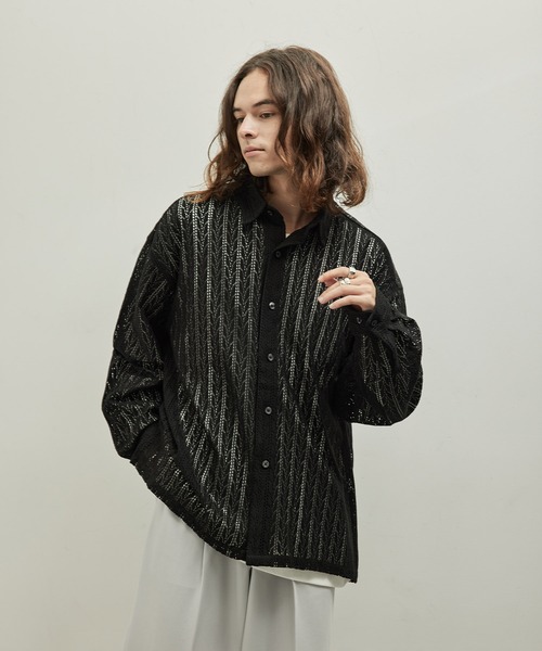 JUNRED（ジュンレッド）の「バルーンスリーブレースシャツ（シャツ/ブラウス・メンズ・ホワイト/ブラック・L/M/S）」の2枚目の写真