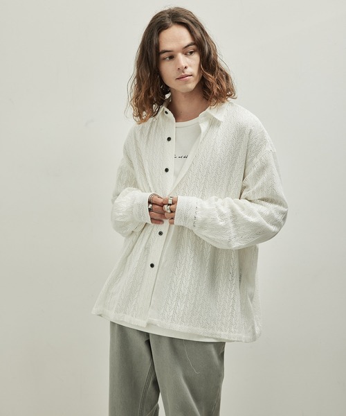 JUNRED（ジュンレッド）の「バルーンスリーブレースシャツ（シャツ/ブラウス・メンズ・ホワイト/ブラック・L/M/S）」の4枚目の写真