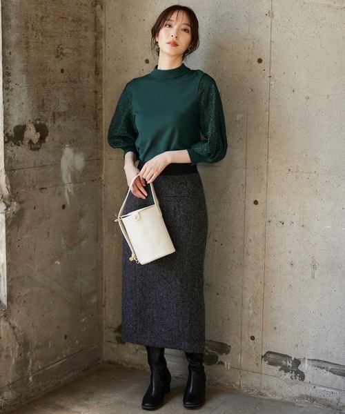 Andemiu(アンデミュウ)の「10thレーススリーブニット7分袖971860(ニット/セーター・レディース・ダークブラウン/ベージュ/ブルー系その他/ネイビー/アイボリー/レッド系その他/ブラック/グレー/グリーン/オレンジ・FREE)」の18枚目の写真