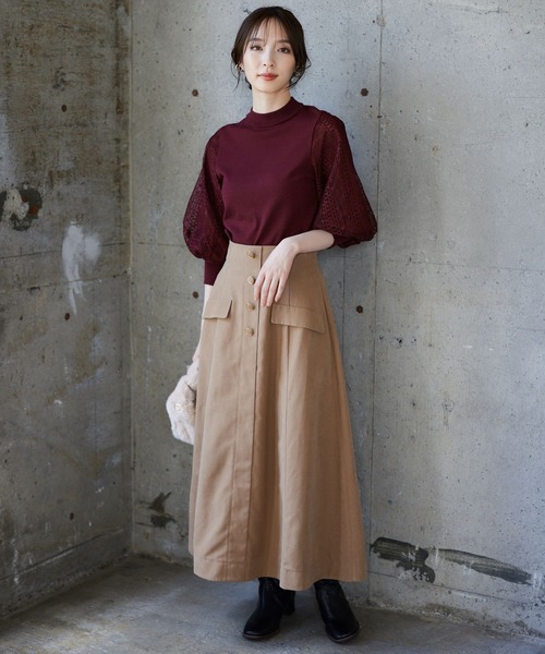 Andemiu(アンデミュウ)の「10thレーススリーブニット7分袖971860(ニット/セーター・レディース・ダークブラウン/ベージュ/ブルー系その他/ネイビー/アイボリー/レッド系その他/ブラック/グレー/グリーン/オレンジ・FREE)」の19枚目の写真