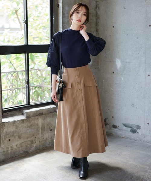 Andemiu(アンデミュウ)の「10thレーススリーブニット7分袖971860(ニット/セーター・レディース・ダークブラウン/ベージュ/ブルー系その他/ネイビー/アイボリー/レッド系その他/ブラック/グレー/グリーン/オレンジ・FREE)」の20枚目の写真