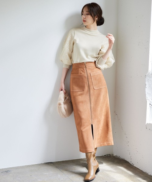 Andemiu(アンデミュウ)の「10thレーススリーブニット7分袖971860(ニット/セーター・レディース・ダークブラウン/ベージュ/ブルー系その他/ネイビー/アイボリー/レッド系その他/ブラック/グレー/グリーン/オレンジ・FREE)」の21枚目の写真