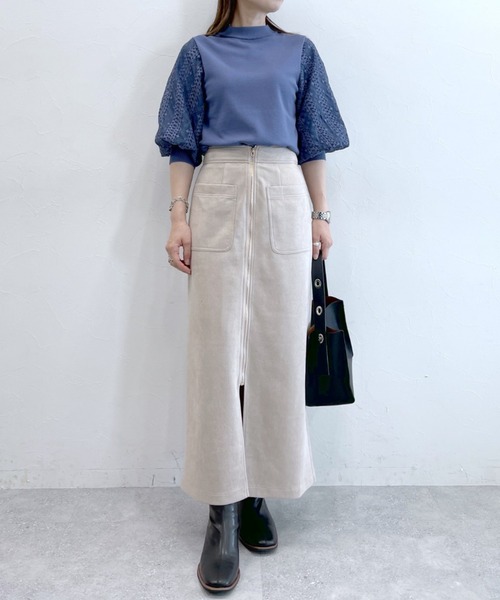 Andemiu(アンデミュウ)の「10thレーススリーブニット7分袖971860(ニット/セーター・レディース・ダークブラウン/ベージュ/ブルー系その他/ネイビー/アイボリー/レッド系その他/ブラック/グレー/グリーン/オレンジ・FREE)」の11枚目の写真