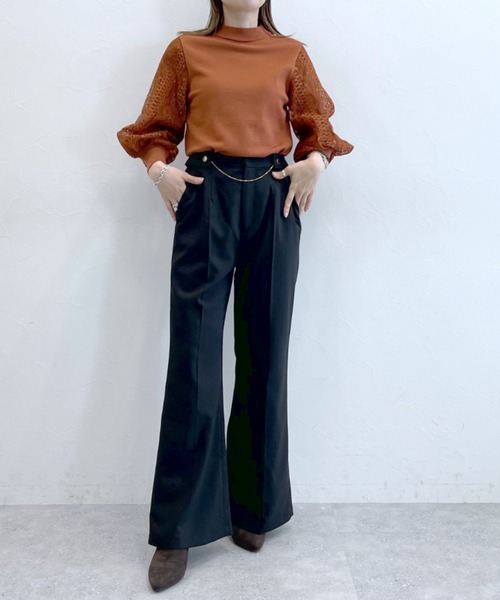 Andemiu(アンデミュウ)の「10thレーススリーブニット7分袖971860(ニット/セーター・レディース・ダークブラウン/ベージュ/ブルー系その他/ネイビー/アイボリー/レッド系その他/ブラック/グレー/グリーン/オレンジ・FREE)」の12枚目の写真