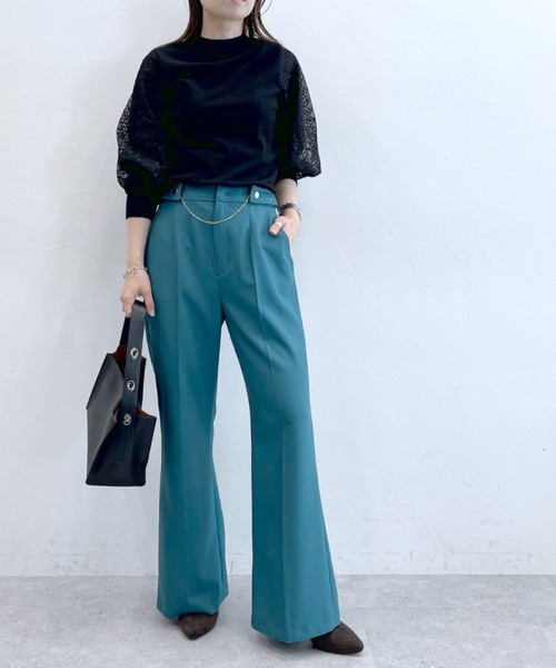 Andemiu(アンデミュウ)の「10thレーススリーブニット7分袖971860(ニット/セーター・レディース・ダークブラウン/ベージュ/ブルー系その他/ネイビー/アイボリー/レッド系その他/ブラック/グレー/グリーン/オレンジ・FREE)」の13枚目の写真