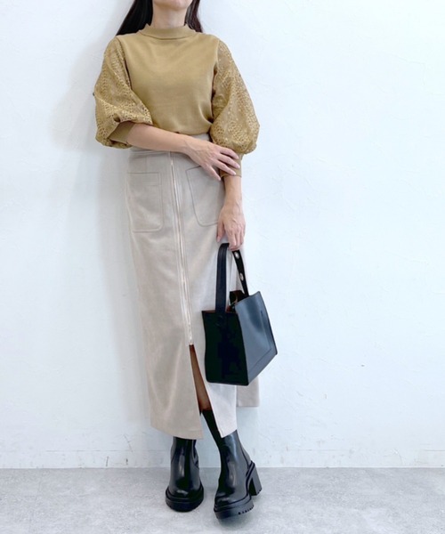 Andemiu(アンデミュウ)の「10thレーススリーブニット7分袖971860(ニット/セーター・レディース・ダークブラウン/ベージュ/ブルー系その他/ネイビー/アイボリー/レッド系その他/ブラック/グレー/グリーン/オレンジ・FREE)」の14枚目の写真