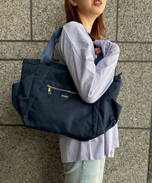 anello(アネロ)の「anello GRANDE / 両面撥水杢ポリGL トートバッグ / GTT0473Z(トートバッグ・レディース・ネイビー/オレンジ/ブラック/ライトグレー・ONESIZE)」の3枚目の写真