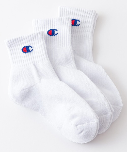 Champion(チャンピオン)の「【CHAMPION/チャンピオン】キッズ クォーター丈 ソックス CBSCY202 3足組 C ODORLESSR(シーオドレス) 抗菌防臭 靴下(ソックス/靴下・キッズ・ホワイト/ネイビー・FREE)」の2枚目の写真