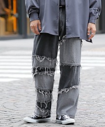 ADMIX/ATELIER SAB MEN | フリンジ パッチワーク/  クラッシュ ワイドデニム パンツ(デニムパンツ)
