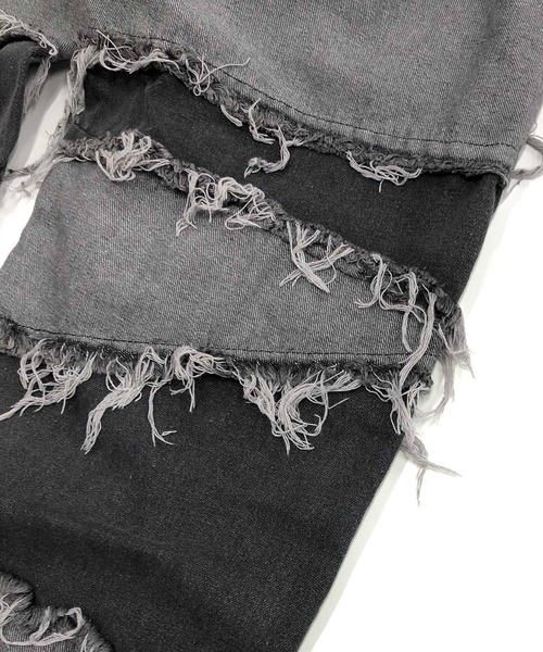 ADMIX/ATELIER SAB MEN（アドミックスアトリエサブメン）の「フリンジ パッチワーク/  クラッシュ ワイドデニム パンツ（デニムパンツ・メンズ・ブラック/ブラック系その他/ブラック系その他2/インディゴブルー・L/M/S）」の8枚目の写真