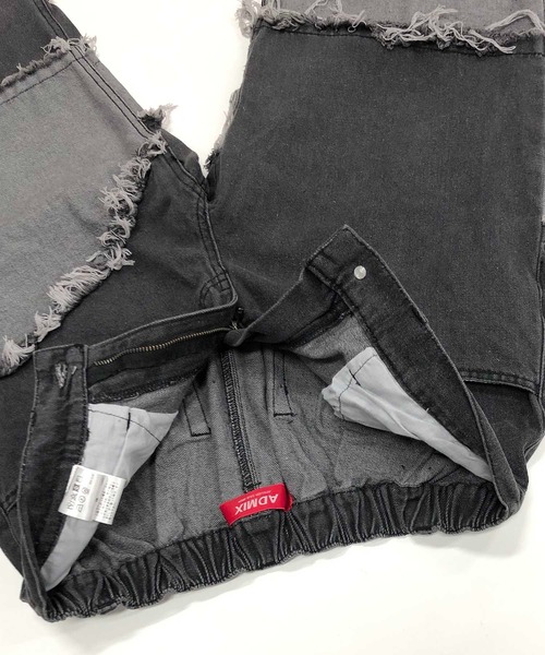 ADMIX/ATELIER SAB MEN（アドミックスアトリエサブメン）の「フリンジ パッチワーク/  クラッシュ ワイドデニム パンツ（デニムパンツ・メンズ・ブラック/ブラック系その他/ブラック系その他2/インディゴブルー・L/M/S）」の7枚目の写真