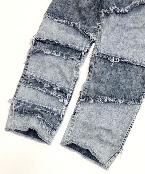 ADMIX/ATELIER SAB MEN（アドミックスアトリエサブメン）の「フリンジ パッチワーク/  クラッシュ ワイドデニム パンツ（デニムパンツ・メンズ・ブラック/ブラック系その他/ブラック系その他2/インディゴブルー・L/M/S）」の19枚目の写真