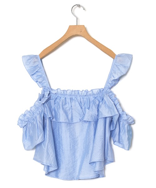 Alley by w closet（アリーバイダブルクローゼット）の「【2WAY / Alley】オフショルダーフリルミニブラウス（シャツ/ブラウス・レディース・アイボリー/サックスブルー・FREE）」の21枚目の写真