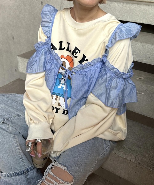 Alley by w closet（アリーバイダブルクローゼット）の「【2WAY / Alley】オフショルダーフリルミニブラウス（シャツ/ブラウス・レディース・アイボリー/サックスブルー・FREE）」の10枚目の写真