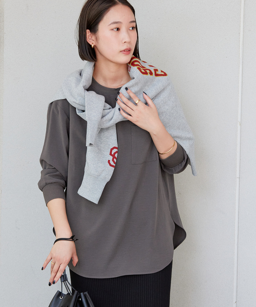 B.C STOCK(ベーセーストック)の「《追加》バックヘンリーロングTブラウス(シャツ/ブラウス・レディース・ホワイト/ブラック・FREE)」の18枚目の写真