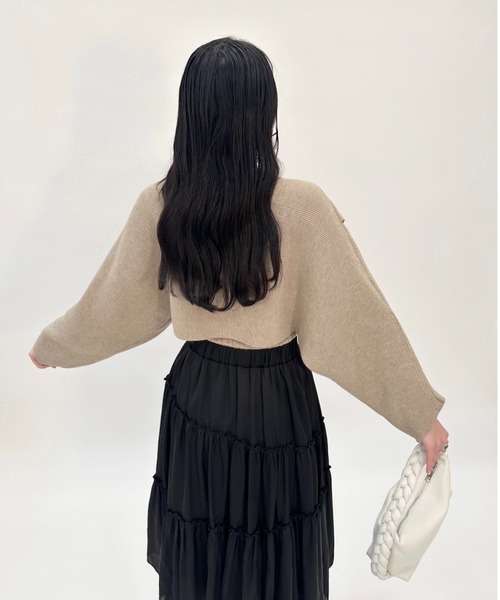 mellowneon（メロウネオン）の「カシュクールニット＆ケーブルニットキャミセット（ニット/セーター・レディース・ベージュ/ブラック・FREE）」の19枚目の写真