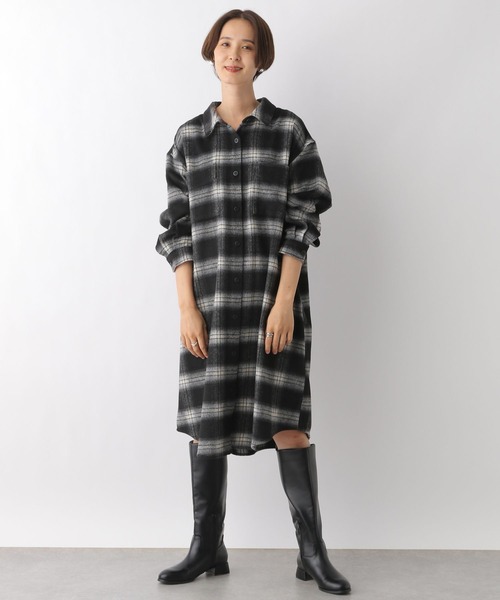 LEPSIM（レプシィム）の「シャギーチェックシャツワンピース