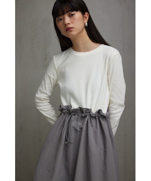 AZUL by moussy(アズールバイマウジー)の「ドッキングドローストリングワンピース(ワンピース・レディース・ブラック/グレー・MEDIUM/SMALL)」の12枚目の写真