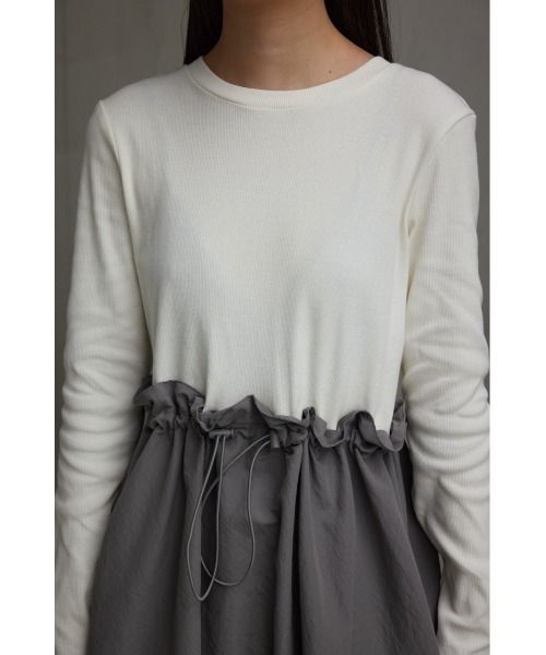 AZUL by moussy(アズールバイマウジー)の「ドッキングドローストリングワンピース(ワンピース・レディース・ブラック/グレー・MEDIUM/SMALL)」の7枚目の写真