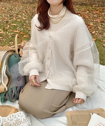 Ambre Neige | 【前後２WAY】チュールニットカーディガン／【WEB/EC限定商品】(カーディガン/ボレロ)