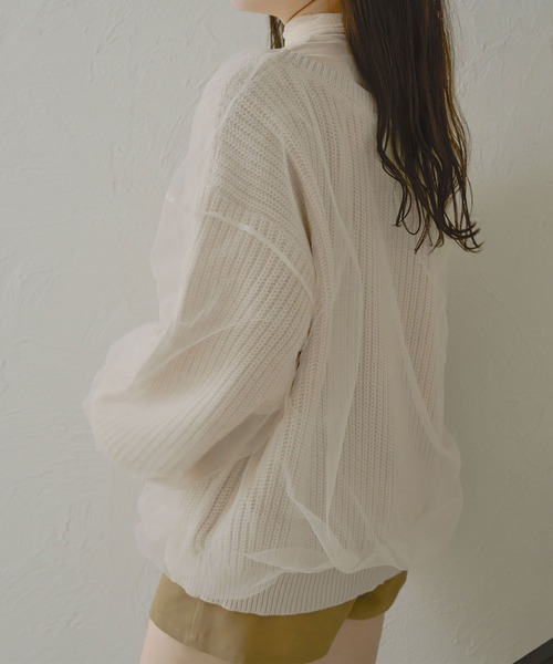 Ambre Neige（アンブルネージュ）の「【前後２WAY】チュールニットカーディガン／【WEB/EC限定商品】（カーディガン/ボレロ・レディース・アイボリー/ベビーピンク/ライトグレー・FREE）」の5枚目の写真