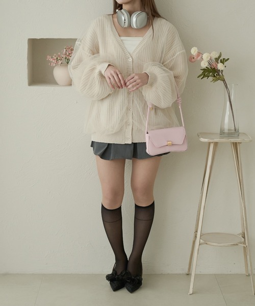 セール】【前後2WAY】チュールニットカーディガン／【WEB/EC限定商品