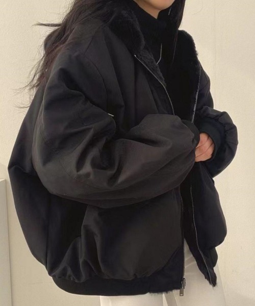 Ritzy（リッツィー）の「2way リバーシブル フードボアブルゾン（ブルゾン・レディース・ブラック/ホワイト/グレー/カーキ・M/L）」の5枚目の写真